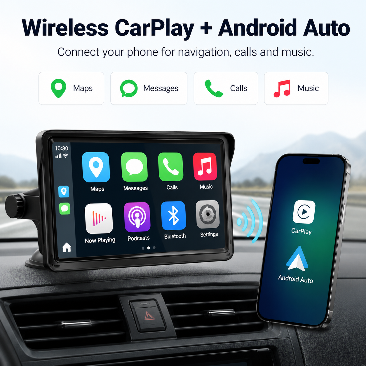 DriveLink Pro™ — 7-Inch Wireless CarPlay Display