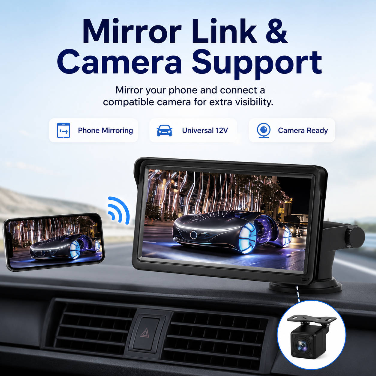 DriveLink Pro™ — 7-Inch Wireless CarPlay Display