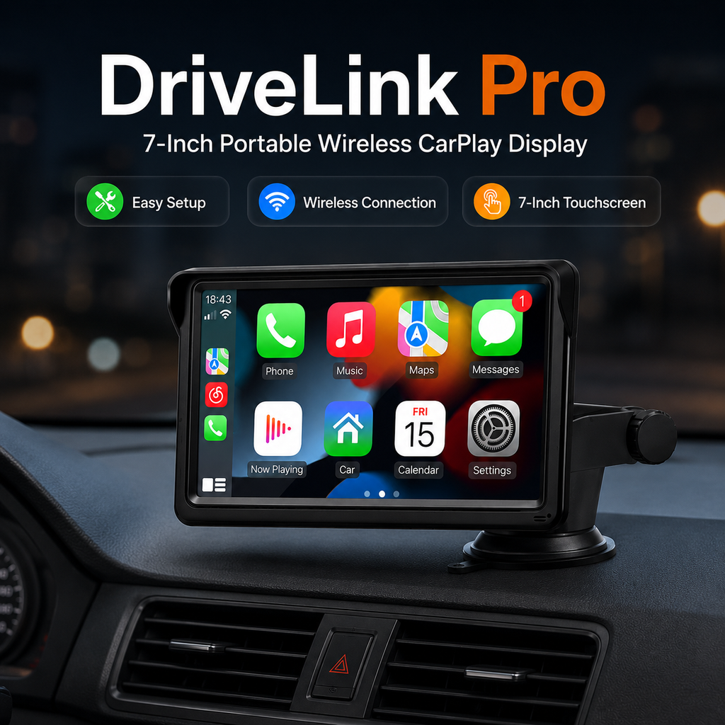 DriveLink Pro™ — 7-Inch Wireless CarPlay Display